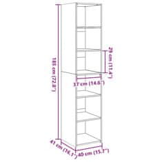 Vidaxl Visoka omara siva sonoma 40x41x185 cm inženirski les