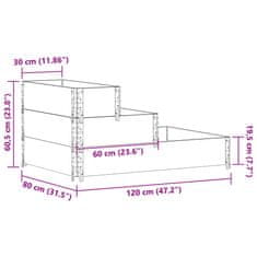 Vidaxl Visoka greda 3-nadstropna rjava 120x80 cm trdna borovina