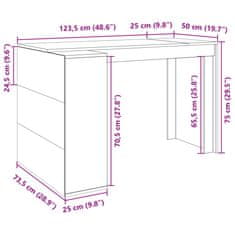 Vidaxl Pisarniška pisalna miza črna 123,5x73,5x75 cm inženirski les