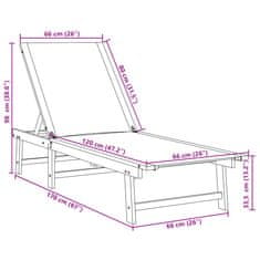 Vidaxl Ležalnik 2 kosa krem trden akacijev les in tekstilen
