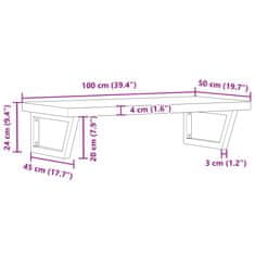 Vidaxl Stenska polica za umivalnik jeklo in trdna bukovina