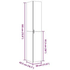 Vidaxl Visoka omara siva sonoma 30x42,5x185 cm inženirski les