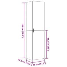 Vidaxl Visoka omara betonsko siva 45x42,5x185 cm inženirski les