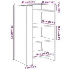 Vidaxl Komoda sonoma hrast 45x35x75 cm inženirski les