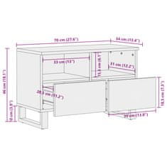 Vidaxl TV omarica bela 70x34x46 cm trden mangov les