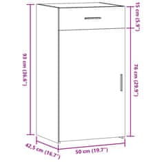 Vidaxl Komoda siva sonoma 50x42,5x93 cm inženirski les