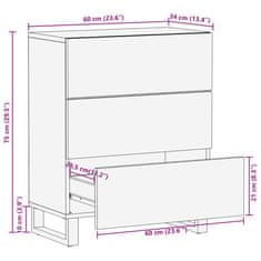 Vidaxl Komoda 60x34x75 cm trden akacijev les