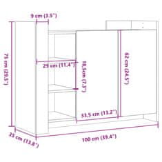 Vidaxl Komoda dimljeni hrast 100x35x75 cm inženirski les