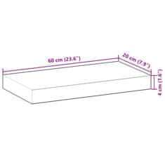 Vidaxl Viseča polica 60x20x4 cm oljni premaz trden akacijev les