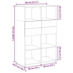 Vidaxl Visoka omara siva sonoma 80x42,5x124 cm inženirski les