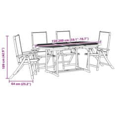 Vidaxl Vrtna jedilna garnitura 5-delna trden akacijev les in tekstilen