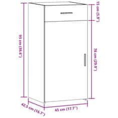 Vidaxl Komoda sonoma hrast 45x42,5x93 cm inženirski les