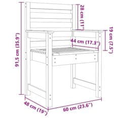 Vidaxl Vrtni stol 2 kosa sive barve 60x48x91 cm trdna borovina