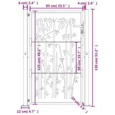 Vidaxl Vrtna vrata antracitna 105x130 cm jeklena oblika bambusa