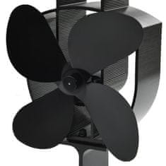 Vidaxl Ventilator za kamin na toploto s 4 krili črn