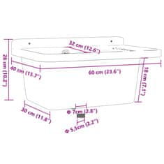 Vidaxl Stenski umivalnik bel 60x40x28 cm smola