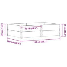 Vidaxl Vrtno korito 150x100 cm trdna borovina