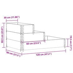 Vidaxl Visoka greda 3-nadstropna črna 120x80 cm trdna borovina