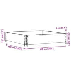 Vidaxl Vrtno korito rjavo 100x100 cm trdna borovina