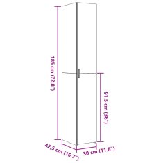 Vidaxl Visoka omara bela 30x42,5x185 cm inženirski les