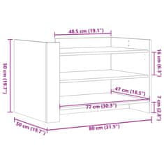 Vidaxl Klubska mizica dimljeni hrast 80x50x50 cm inženirski les