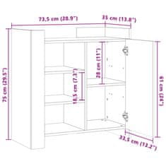 Vidaxl Komoda siva sonoma 73,5x35x75 cm inženirski les