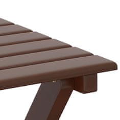 Vidaxl Gugalni stol z zložljivo mizo 2 kosa rjava trdna topolovina