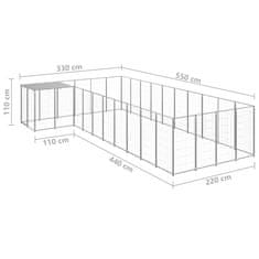 Vidaxl Pasji boks srebrn 13,31 m² jeklo