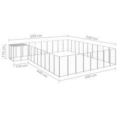 Vidaxl Pasji boks srebrn 25,41 m² jeklo