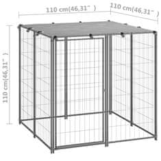 Vidaxl Pesji boks srebrn 110x110x110 cm jeklo