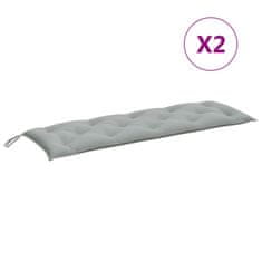 Vidaxl Blazina za vrtno klop 2 kos melanž sv. siva 150x50x7 cm blago