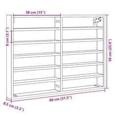 Vidaxl Vitrina sonoma hrast 80x8,5x58 cm inženirski les