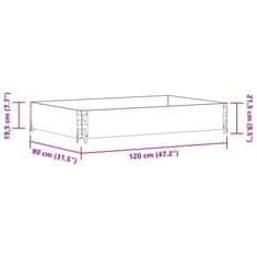 Vidaxl Vrtno korito rjavo 120x80 cm trdna borovina