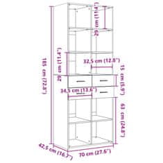 Vidaxl Visoka omara črna 70x42,5x185 cm inženirski les