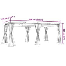Vidaxl Paviljon z zavesami antracit 6x3 m jeklo