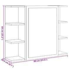 Vidaxl Kopalniška omarica z ogledalom sonoma hrast 80x20,5x64 cm