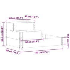 Vidaxl Visoka greda 3-nadstropna rjava 120x80 cm trdna borovina