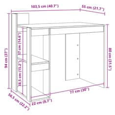 Vidaxl Pisarniška pisalna miza dimljen hrast 103,5x56,5x94 cm inž. les