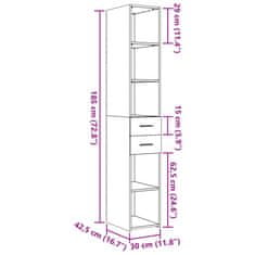 Vidaxl Visoka omara sonoma hrast 30x42,5x185 cm inženirski les