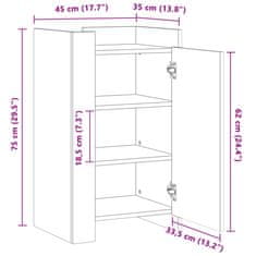 Vidaxl Komoda sonoma hrast 45x35x75 cm inženirski les