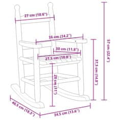 Vidaxl Otroški gugalni stol 2 kosa rjav trdna topolovina