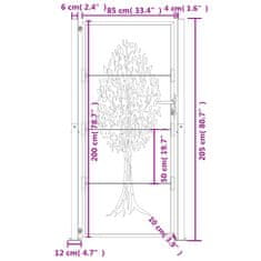 Vidaxl Vrtna vrata antracitna 105x205 cm jeklena oblika drevesa