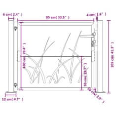 Vidaxl Vrtna vrata antracitna 105x105 cm jeklena dizajn trave