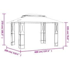 Vidaxl Paviljon s streho antracit 400x300x270 m jeklo