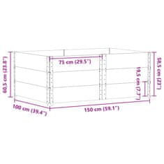 Vidaxl Vrtno korito 150x100 cm trdna borovina