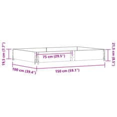 Vidaxl Vrtno korito rjavo 150x100 cm trdna borovina