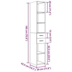 Vidaxl Visoka omara siva sonoma 30x42,5x185 cm inženirski les