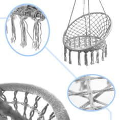 WOWO Gugalni stol Stork Nest - Gugalni stol Stork Nest z naslonom za roke v sivi barvi XL