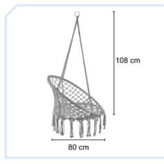 WOWO Gugalni stol Stork Nest - Gugalni stol Stork Nest z naslonom za roke v sivi barvi XL