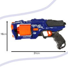 WOWO Puška za puščice - Puška za puščice z bobnom in 20 modrimi puščicami